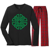 Vintage Celtic Knot Shield St. Patrick's Day Women's Long Sleeve Flannel Pajama Set 