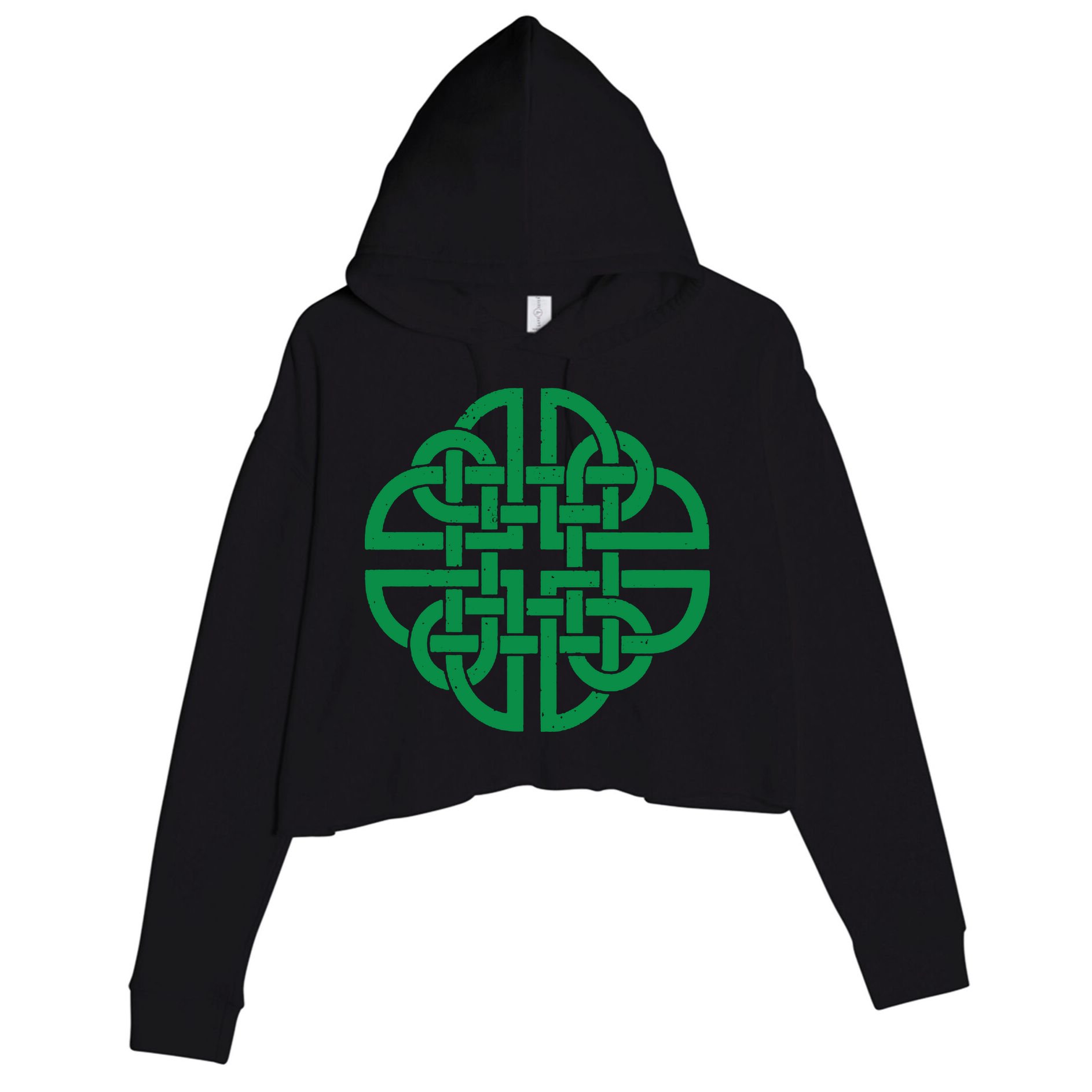 Vintage Celtic Knot Shield St. Patrick's Day Crop Fleece Hoodie