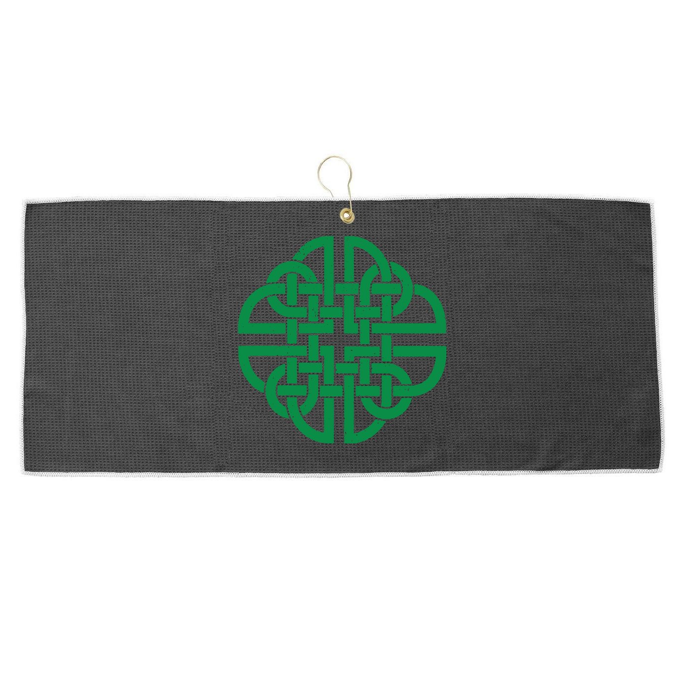 Vintage Celtic Knot Shield St. Patrick's Day Large Microfiber Waffle Golf Towel