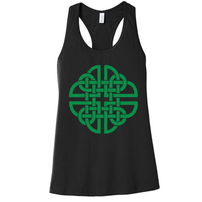 Vintage Celtic Knot Shield St. Patrick's Day Women's Racerback Tank