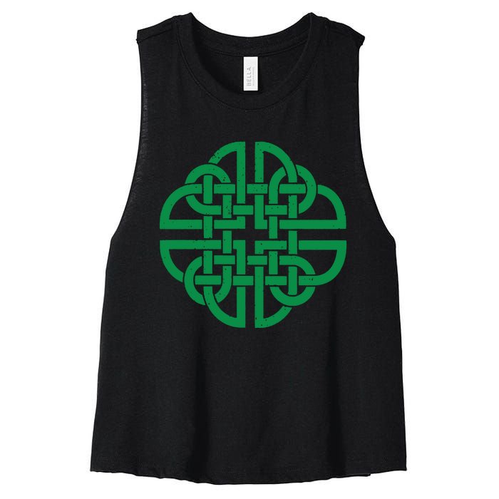 Vintage Celtic Knot Shield St. Patrick's Day Women's Racerback Cropped Tank