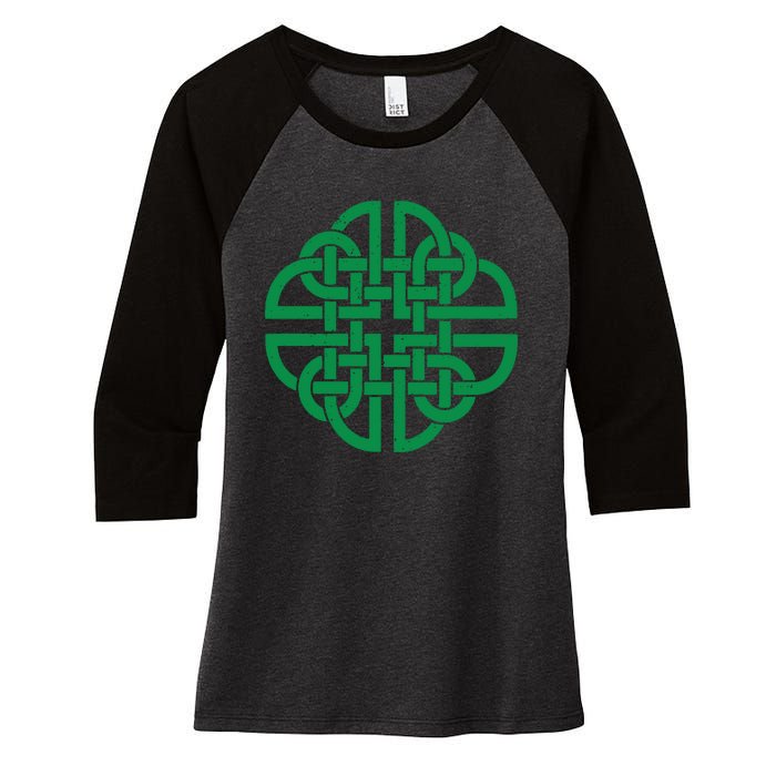 Vintage Celtic Knot Shield St. Patrick's Day Women's Tri-Blend 3/4-Sleeve Raglan Shirt