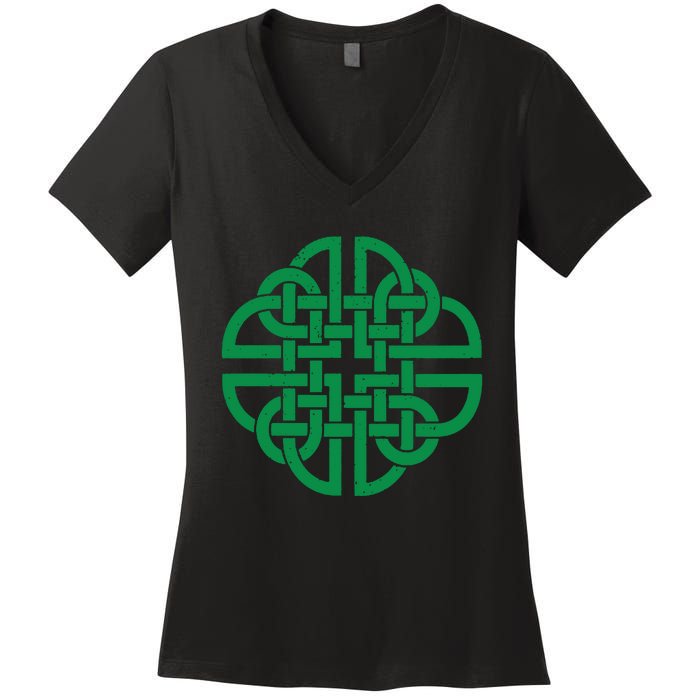 Vintage Celtic Knot Shield St. Patrick's Day Women's V-Neck T-Shirt