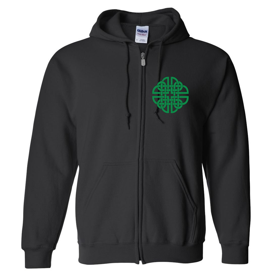 Vintage Celtic Knot Shield St. Patrick's Day Full Zip Hoodie