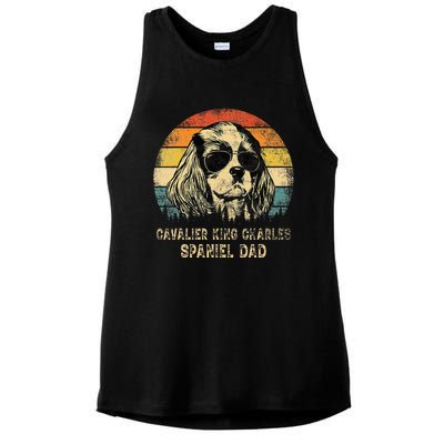 Vintage Cavalier King Charles Spaniel Dad Dog FatherS Day Ladies PosiCharge Tri-Blend Wicking Tank