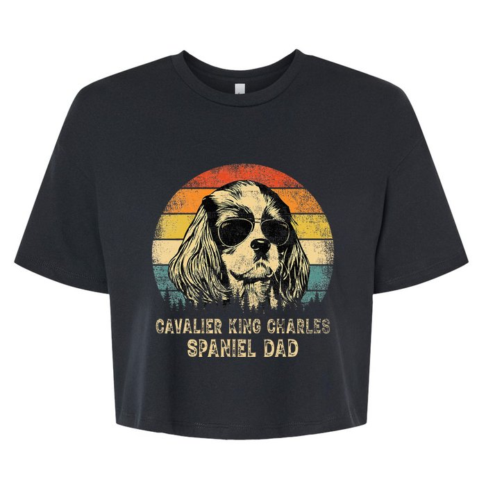 Vintage Cavalier King Charles Spaniel Dad Dog FatherS Day Bella+Canvas Jersey Crop Tee