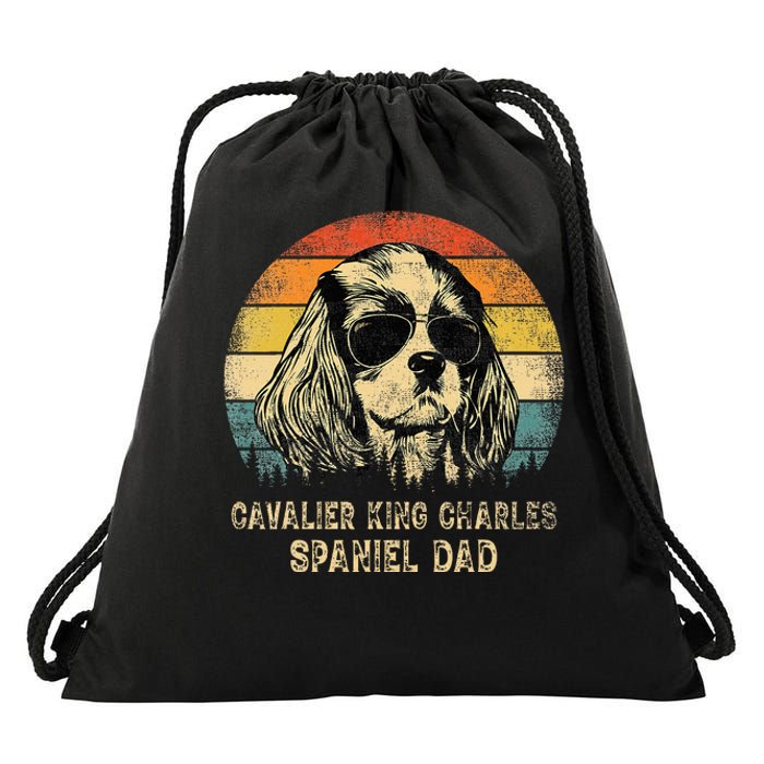 Vintage Cavalier King Charles Spaniel Dad Dog FatherS Day Drawstring Bag