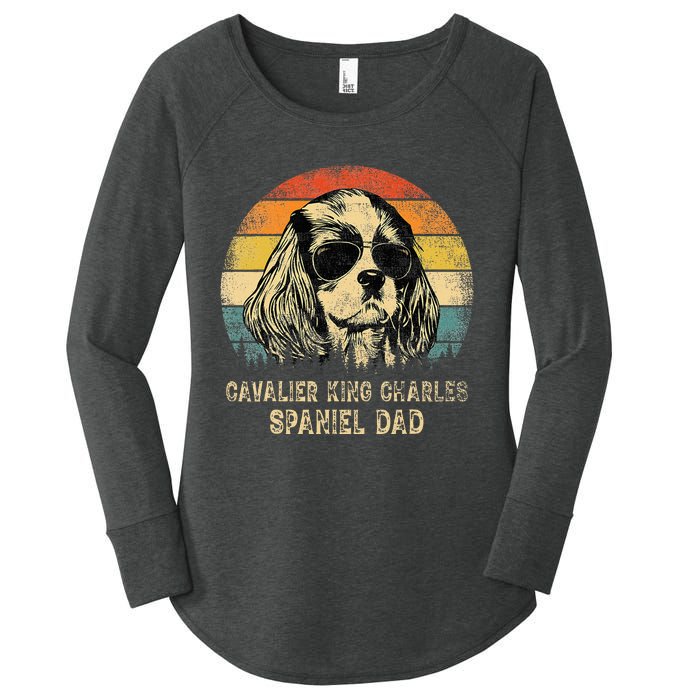 Vintage Cavalier King Charles Spaniel Dad Dog FatherS Day Women's Perfect Tri Tunic Long Sleeve Shirt