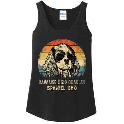 Vintage Cavalier King Charles Spaniel Dad Dog FatherS Day Ladies Essential Tank