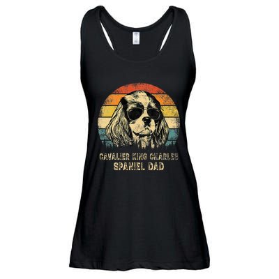 Vintage Cavalier King Charles Spaniel Dad Dog FatherS Day Ladies Essential Flowy Tank