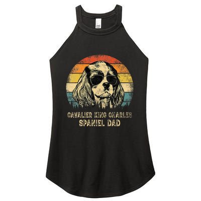 Vintage Cavalier King Charles Spaniel Dad Dog FatherS Day Women's Perfect Tri Rocker Tank