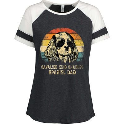 Vintage Cavalier King Charles Spaniel Dad Dog FatherS Day Enza Ladies Jersey Colorblock Tee