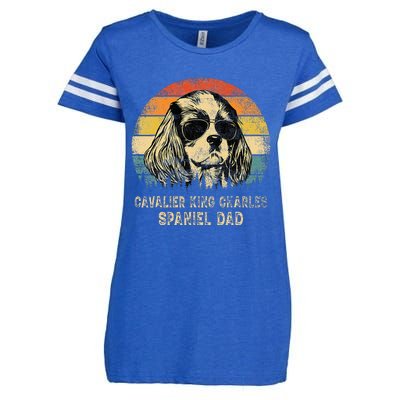 Vintage Cavalier King Charles Spaniel Dad Dog FatherS Day Enza Ladies Jersey Football T-Shirt