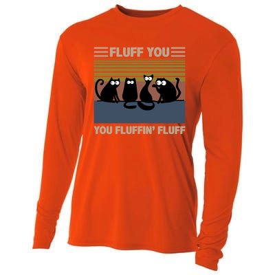 Vintage Cat Kitten Fluff You You Fluffin' Fluff Funny Cats Gift Cooling Performance Long Sleeve Crew