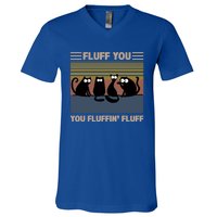 Vintage Cat Kitten Fluff You You Fluffin' Fluff Funny Cats Gift V-Neck T-Shirt