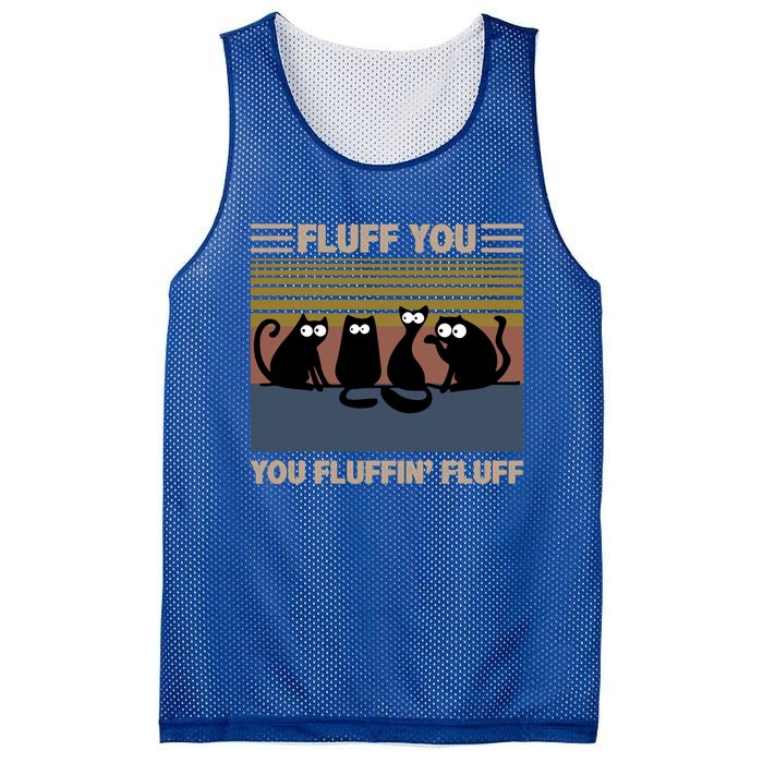 Vintage Cat Kitten Fluff You You Fluffin' Fluff Funny Cats Gift Mesh Reversible Basketball Jersey Tank