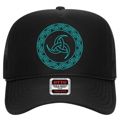 Viking Celtic Knotwork Triple Horn of Odin High Crown Mesh Back Trucker Hat