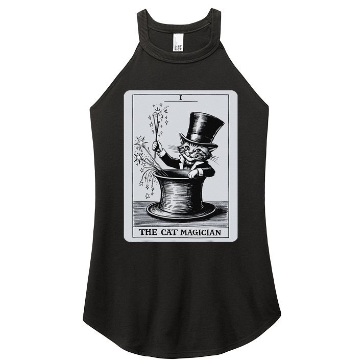 Vintage Cat Lovers Tarot Card Kitten Tarot Card The Magician Women's Perfect Tri Rocker Tank