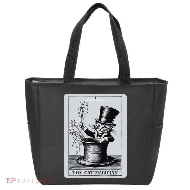 Vintage Cat Lovers Tarot Card Kitten Tarot Card The Magician Zip Tote Bag