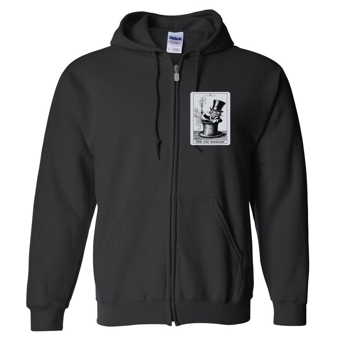Vintage Cat Lovers Tarot Card Kitten Tarot Card The Magician Full Zip Hoodie