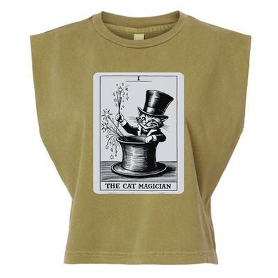 Vintage Cat Lovers Tarot Card Kitten Tarot Card The Magician Garment-Dyed Women's Muscle Tee