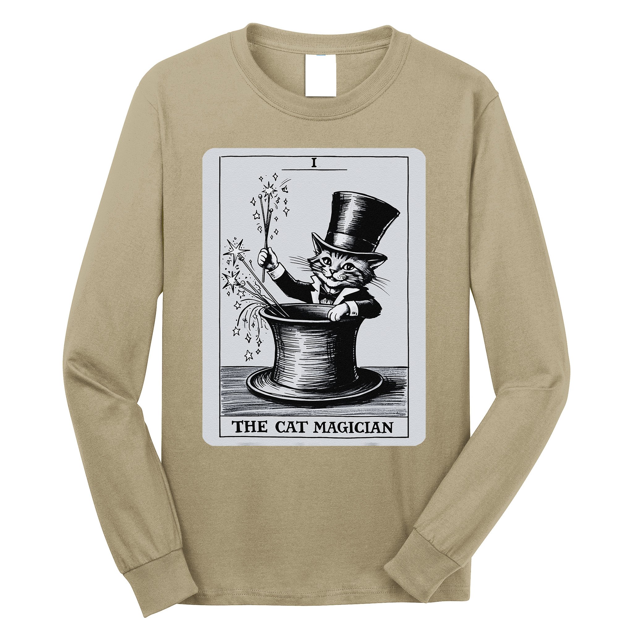Vintage Cat Lovers Tarot Card Kitten Tarot Card The Magician Long Sleeve Shirt