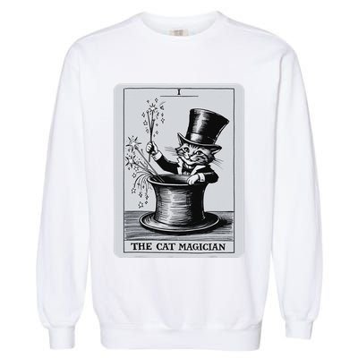 Vintage Cat Lovers Tarot Card Kitten Tarot Card The Magician Garment-Dyed Sweatshirt
