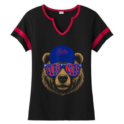 Vintage Cubs Last Name Pride Cubs Name Style Distressed Ladies Halftime Notch Neck Tee