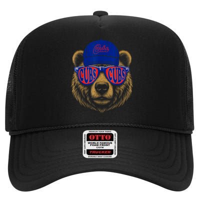 Vintage Cubs Last Name Pride Cubs Name Style Distressed High Crown Mesh Back Trucker Hat