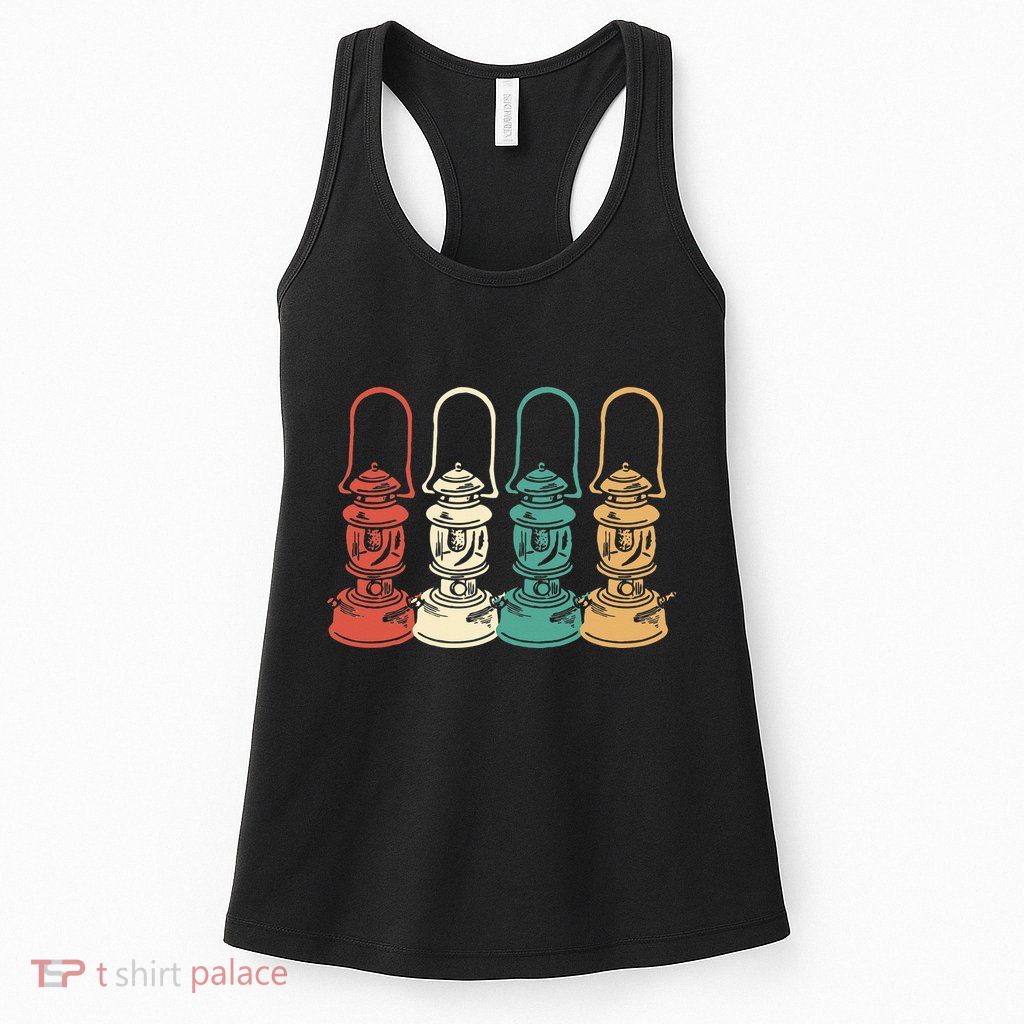 Vintage Camping Light Retro Camp Lantern Womens Tank Top