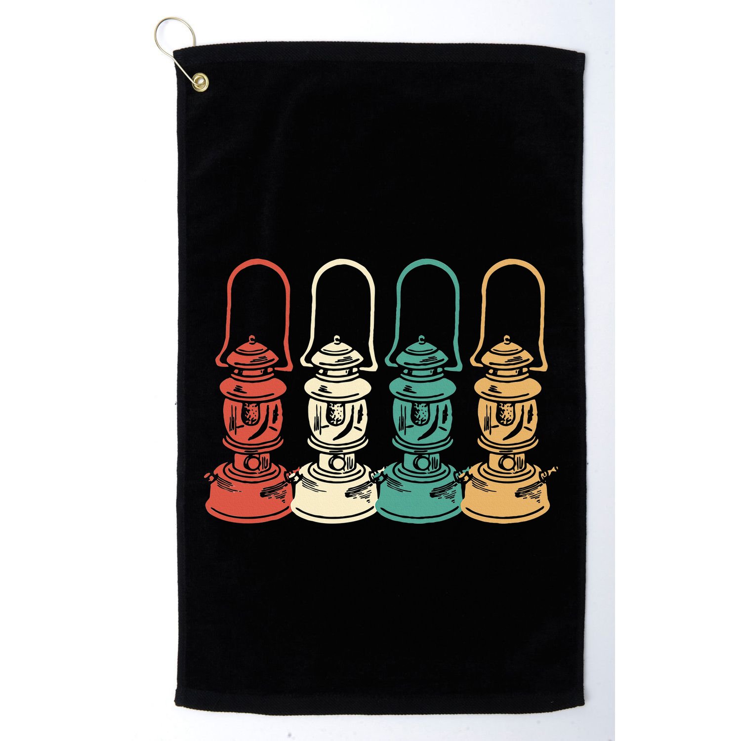 Vintage Camping Light Retro Camp Lantern Golf Towel