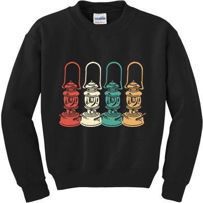 Vintage Camping Light Retro Camp Lantern Kids Sweatshirt