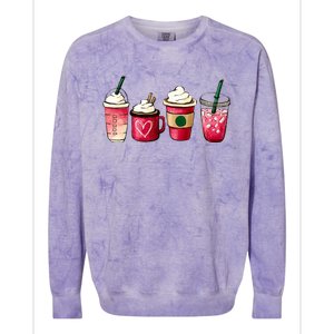 Valentine Coffee Lover Heart Latte Iced Coffee Valentine Day Colorblast Crewneck Sweatshirt