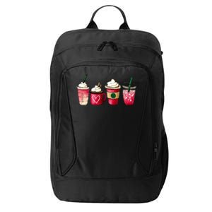 Valentine Coffee Lover Heart Latte Iced Coffee Valentine Day City Backpack