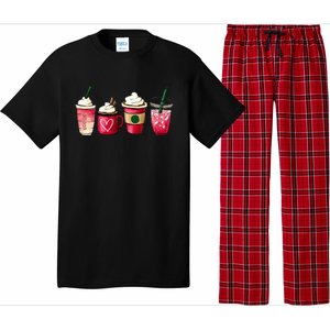 Valentine Coffee Lover Heart Latte Iced Coffee Valentine Day Pajama Set