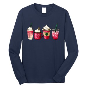 Valentine Coffee Lover Heart Latte Iced Coffee Valentine Day Long Sleeve Shirt