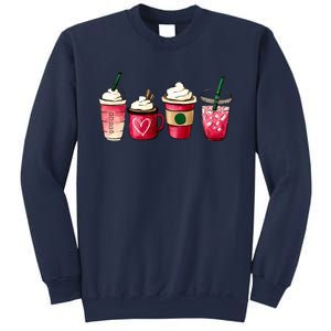 Valentine Coffee Lover Heart Latte Iced Coffee Valentine Day Sweatshirt