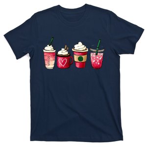 Valentine Coffee Lover Heart Latte Iced Coffee Valentine Day T-Shirt