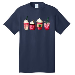 Valentine Coffee Lover Heart Latte Iced Coffee Valentine Day Tall T-Shirt