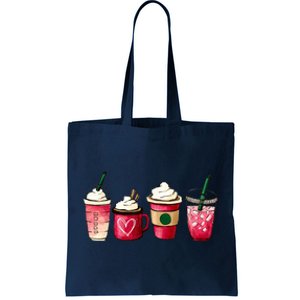 Valentine Coffee Lover Heart Latte Iced Coffee Valentine Day Tote Bag