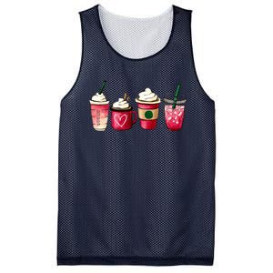 Valentine Coffee Lover Heart Latte Iced Coffee Valentine Day Mesh Reversible Basketball Jersey Tank