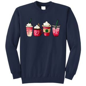 Valentine Coffee Lover Heart Latte Iced Coffee Valentine Day Tall Sweatshirt