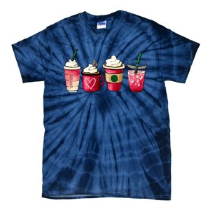 Valentine Coffee Lover Heart Latte Iced Coffee Valentine Day Tie-Dye T-Shirt