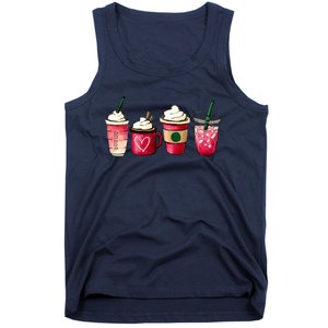 Valentine Coffee Lover Heart Latte Iced Coffee Valentine Day Tank Top