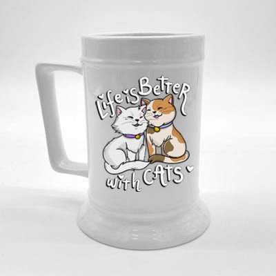 Valentine's Cat Lover Life Is Better With Cats Beer Stein