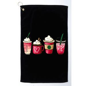 Valentine Coffee Lover Heart Latte Iced Coffee Valentine Day Platinum Collection Golf Towel