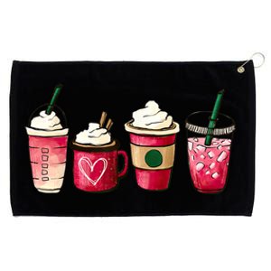 Valentine Coffee Lover Heart Latte Iced Coffee Valentine Day Grommeted Golf Towel