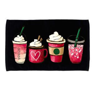 Valentine Coffee Lover Heart Latte Iced Coffee Valentine Day Microfiber Hand Towel