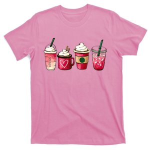 Valentine Coffee Lover Heart Latte Iced Coffee Valentine Day T-Shirt