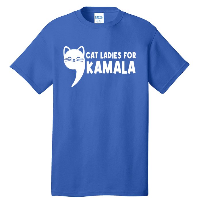 Vintage Cat Ladies For Kamala Comma La Funny Kamalaharris Gift Tall T-Shirt